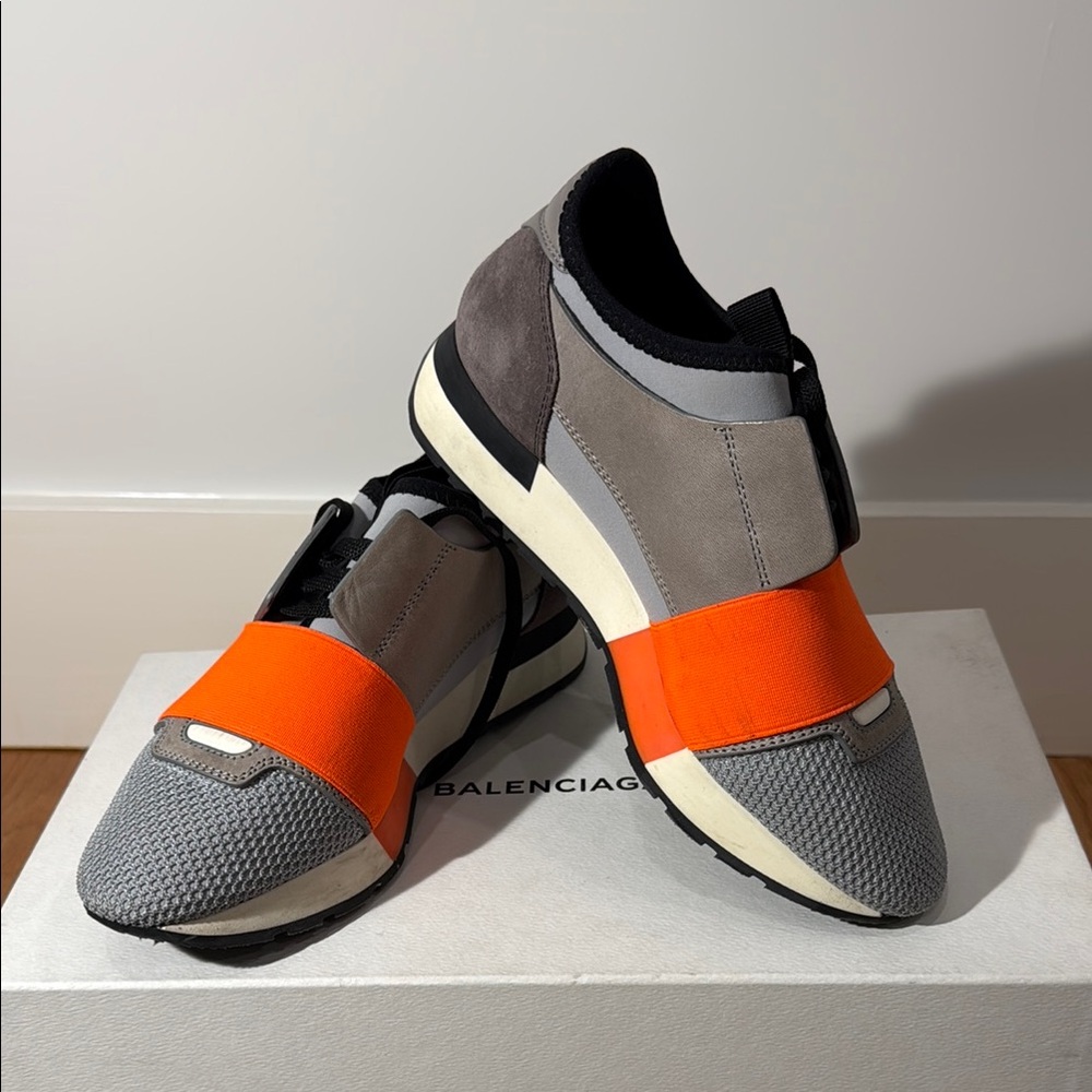 Balenciaga Women’s Gray and Orange Sneakers
